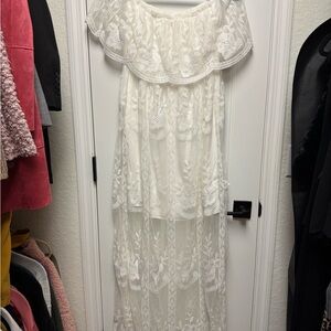 Chic Off-Shoulder Lace Maxi Dress